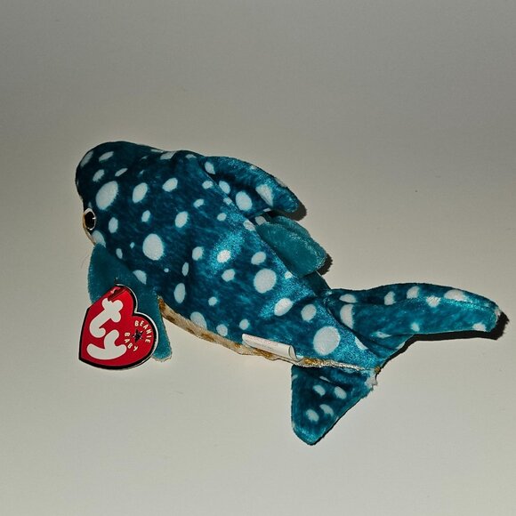 Ty Beanie Babies Poseidon Whale Shark Plush 7" Stuffed Animal Toy 2001 w/ TAG - Picture 2 of 9